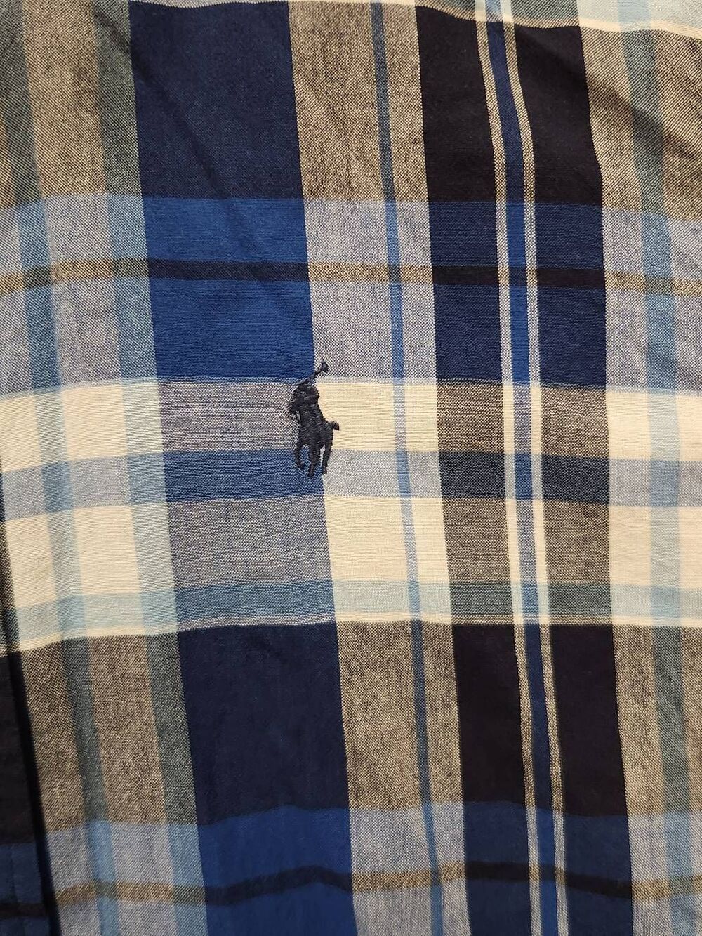 Ralph Lauren Polo Men's Medium Plaid Cotton Button up shirt Navy pony multicolor